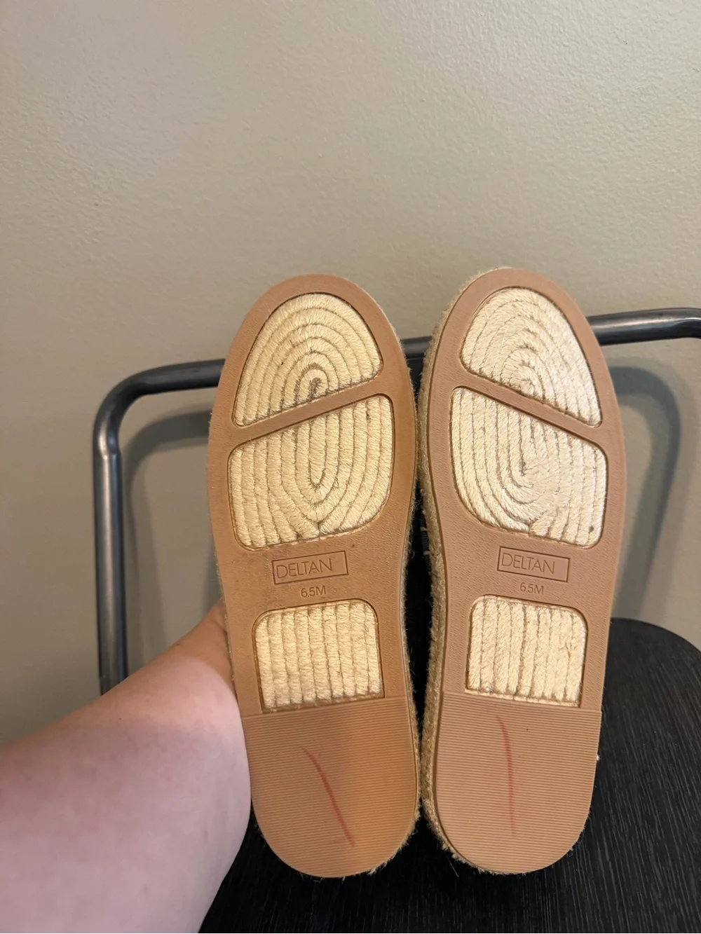 Deltan Black Knit Espadrille Flats Size 6.5